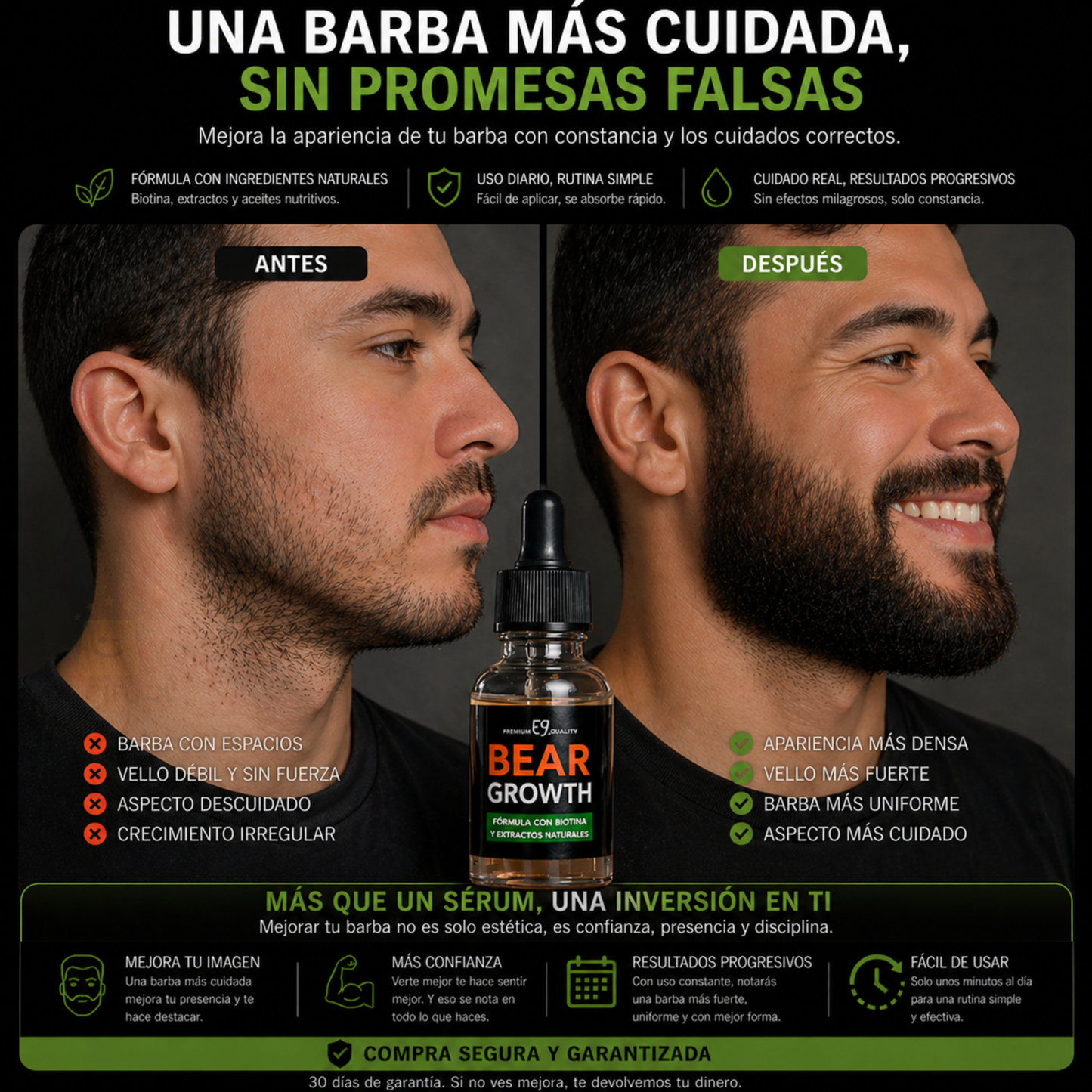 Si tu barba tiene huecos, BeardX™ los cierra desde adentro.