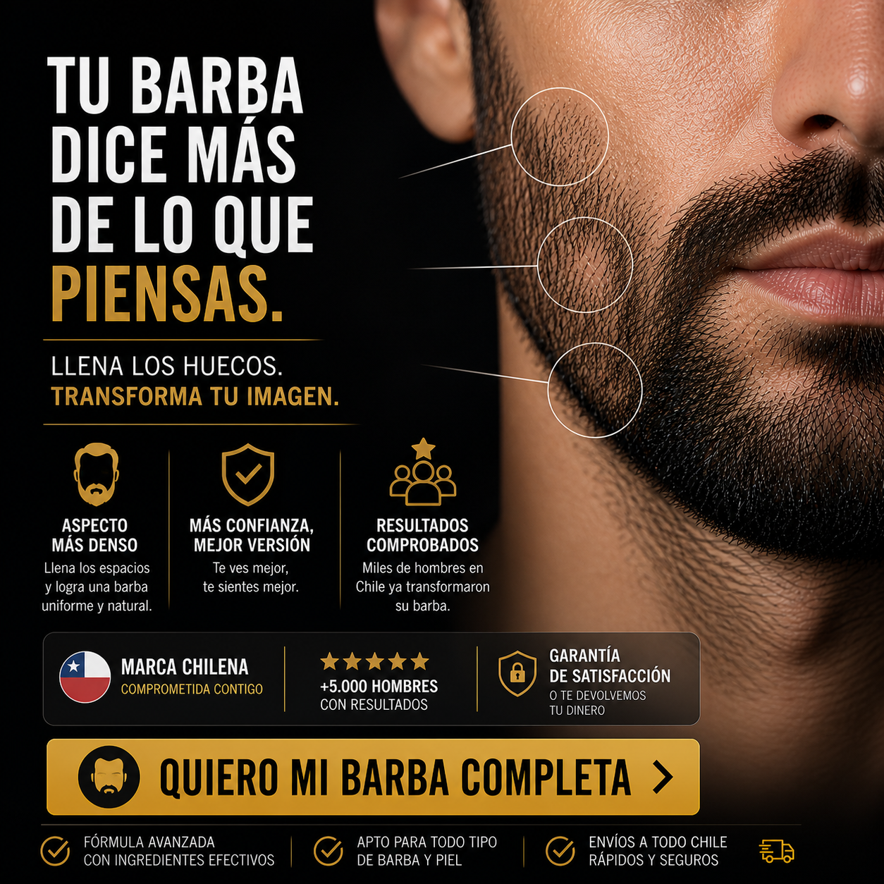 Si tu barba tiene huecos, BeardX™ los cierra desde adentro.