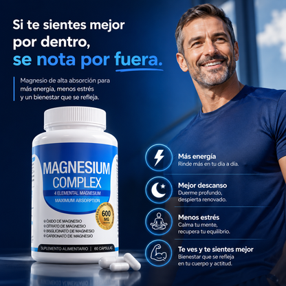 Recupera tu energía, descansa mejor y reduce la tensión muscular con Magnesio Complex 600